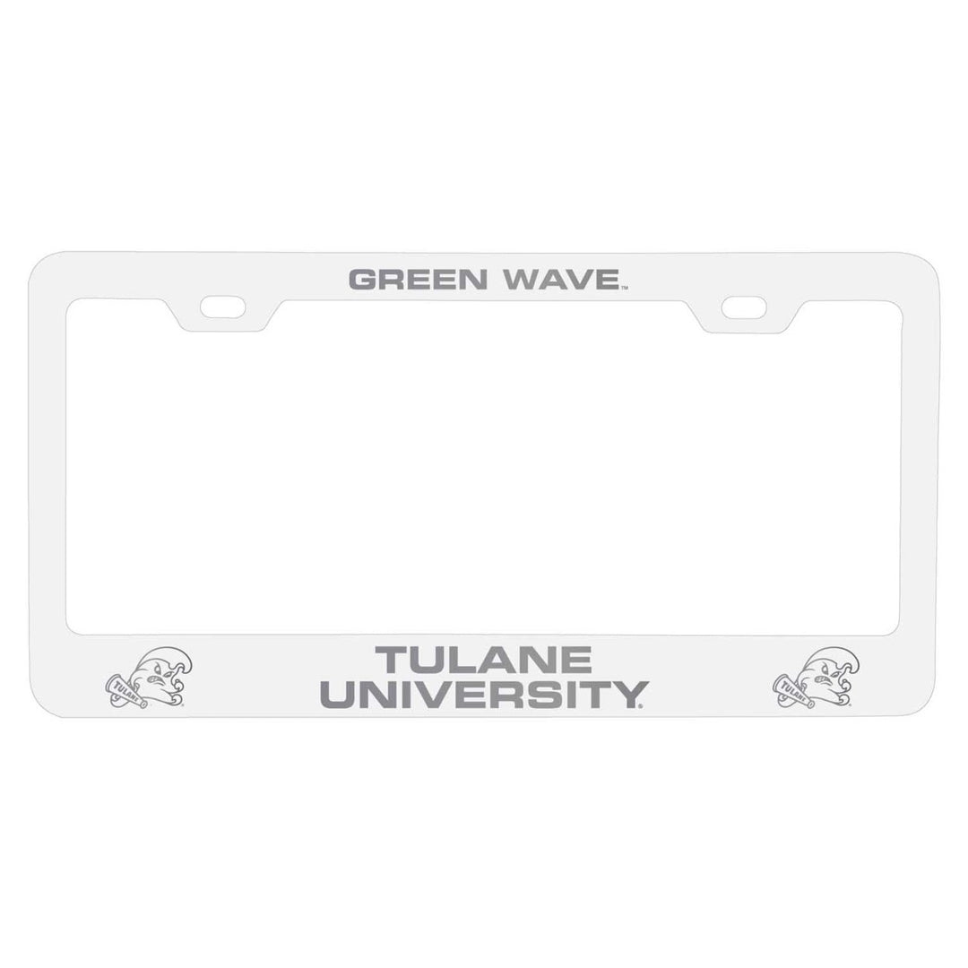 Tulane University Green Wave NCAA Laser-Engraved Metal License Plate Frame - Choose Black or White Color Image 1