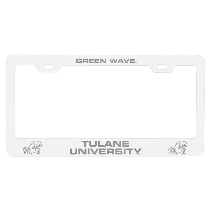 Tulane University Green Wave NCAA Laser-Engraved Metal License Plate Frame - Choose Black or White Color Image 1