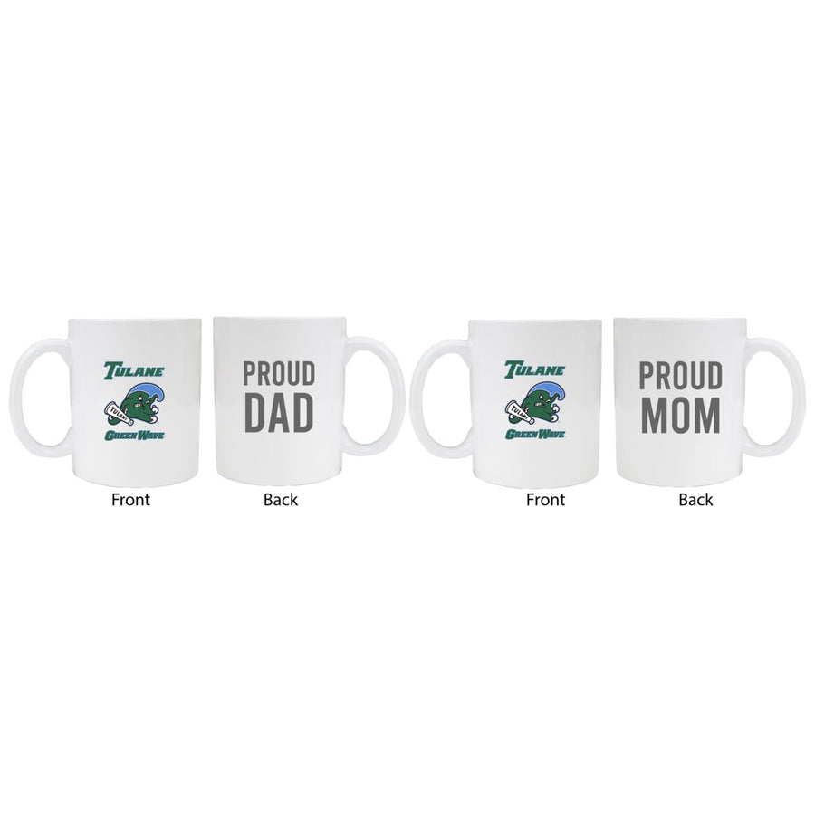 Tulane University Green Wave Proud Mom And Dad White Ceramic Coffee Mug 2 pack (White) Image 1