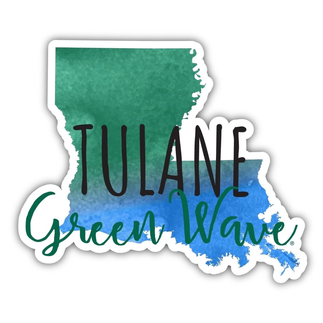 Tulane University Green Wave 4-Inch Watercolor State Shaped NCAA Vinyl Decal Sticker for Fans Students and Alumni Image 1