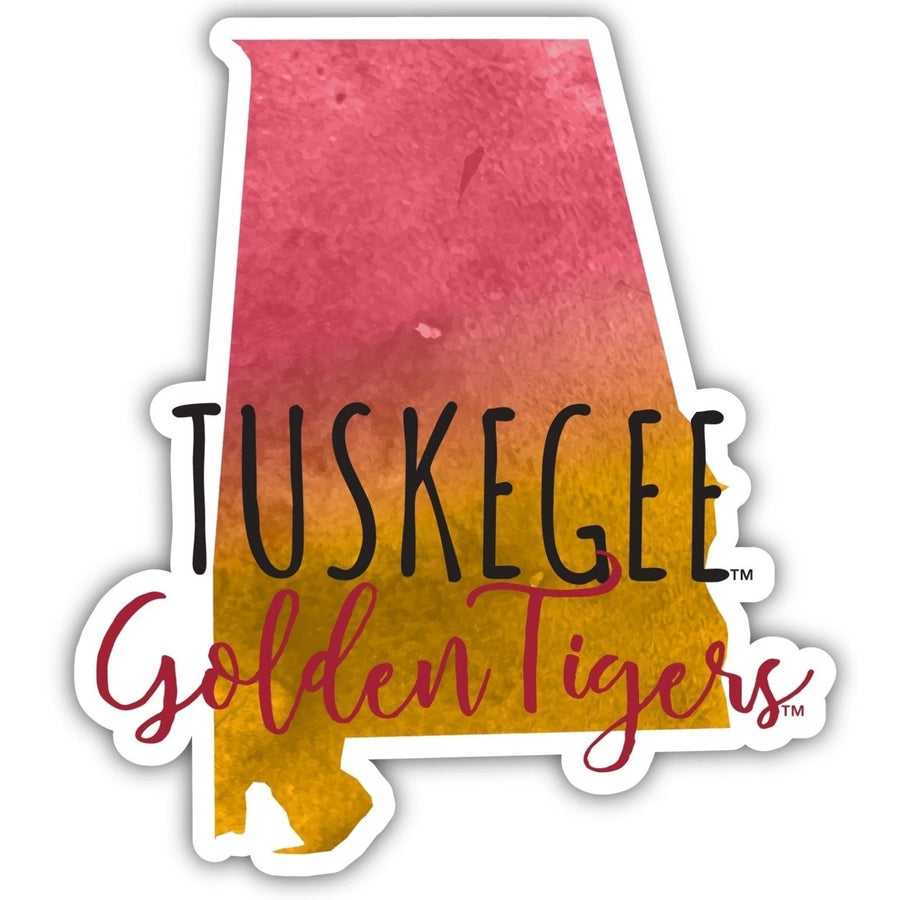 Tuskegee University 4-Inch Watercolor State Shaped NCAA Vinyl Decal Sticker for Fans Students and Alumni Image 1