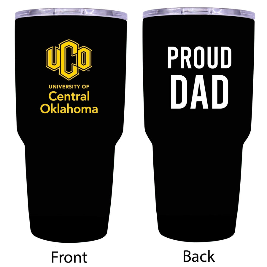 University of Central Oklahoma Bronchos Proud Dad 24 oz Insulated Stainless Steel Tumblers Choose Your Color. Image 1