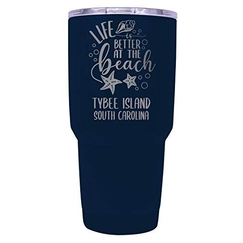 Tybee Island South Carolina Souvenir Laser Engraved 24 Oz Insulated Stainless Steel Tumbler Navy Image 1