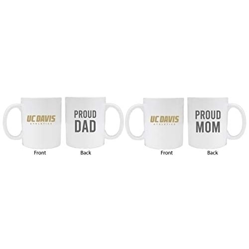 UC Davis Aggies Proud Mom And Dad White Ceramic Coffee Mug 2 pack (White) Image 1