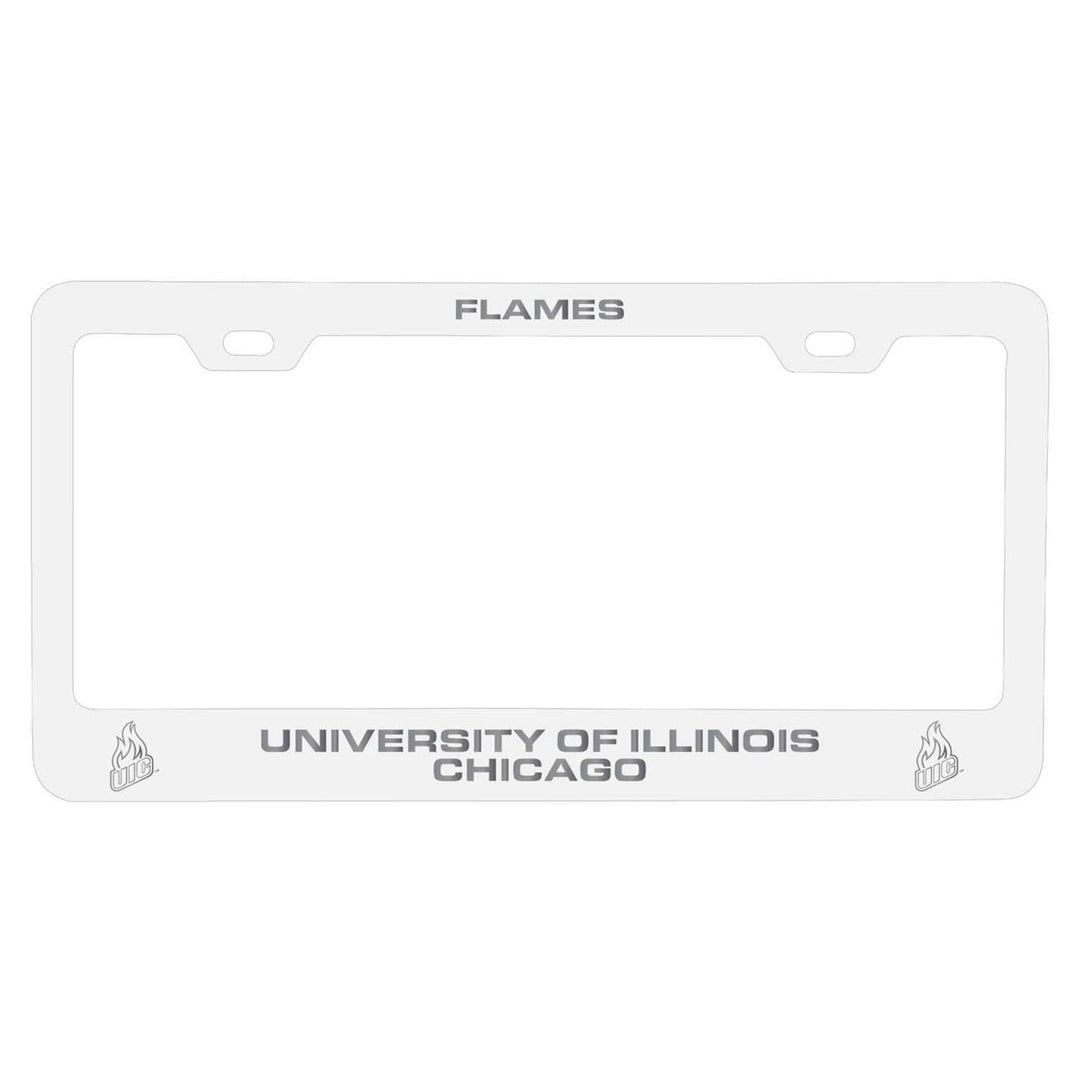 University of Illinois at Chicago NCAA Laser-Engraved Metal License Plate Frame - Choose Black or White Color Image 1