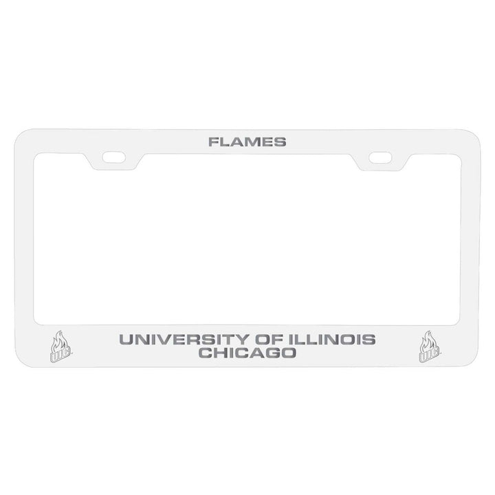 University of Illinois at Chicago NCAA Laser-Engraved Metal License Plate Frame - Choose Black or White Color Image 1