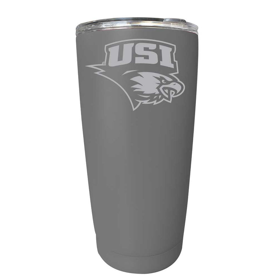 University of Southern Indiana Etched 16 oz Stainless Steel Tumbler (Gray) Image 1
