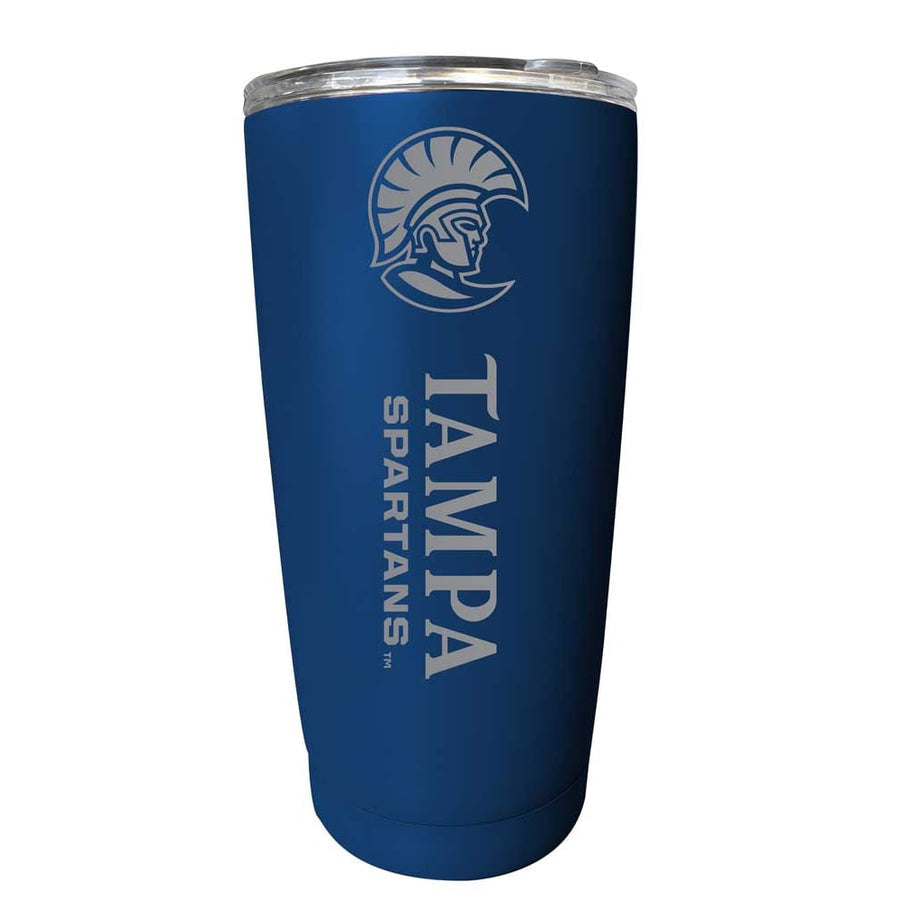 University of Tampa Spartans Etched 16 oz Stainless Steel Tumbler (Choose Your Color) Image 1