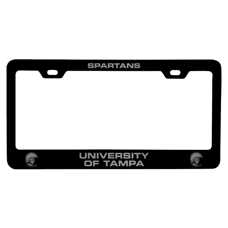 University of Tampa Spartans NCAA Laser-Engraved Metal License Plate Frame - Choose Black or White Color Image 1