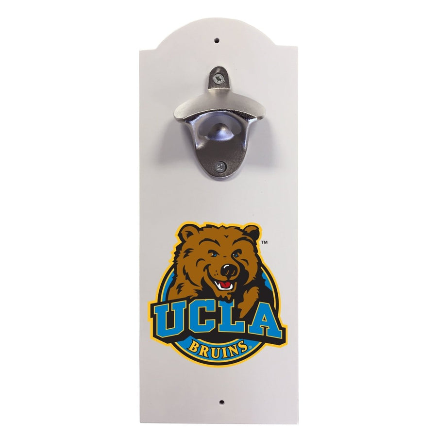 UCLA Bruins Wall-Mounted Bottle Opener  Sturdy Metal with Decorative Wood Base for Home Bars Rec Rooms and Fan Caves Image 1