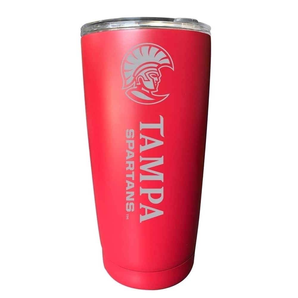 University of Tampa Spartans Etched 16 oz Stainless Steel Tumbler (Choose Your Color) Image 2