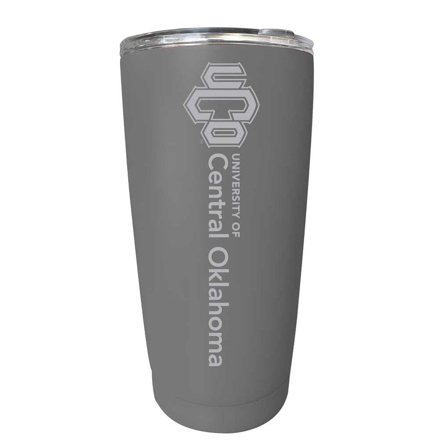 University of Central Oklahoma Bronchos Etched 16 oz Stainless Steel Tumbler (Gray) Image 1