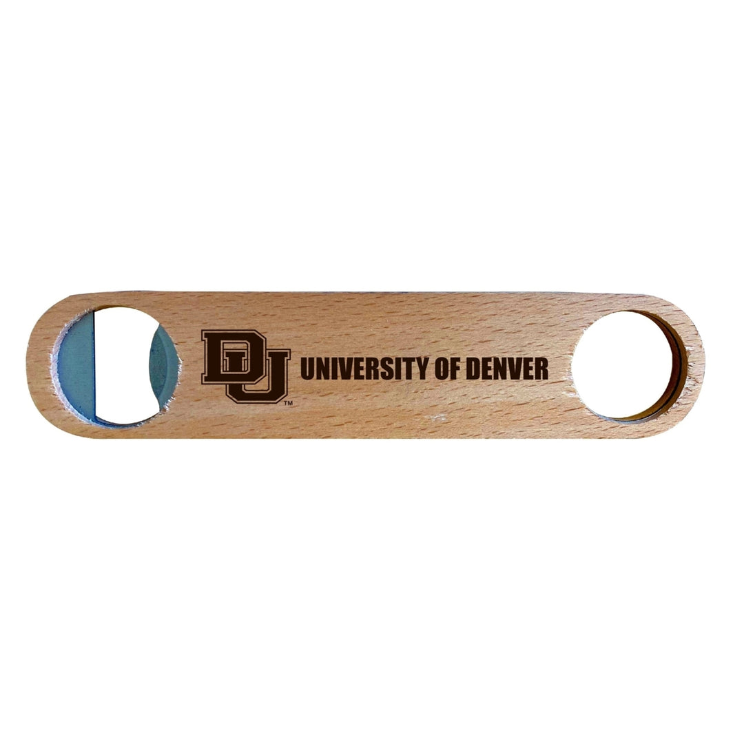 University of Denver Pioneers NCAA Elegant Laser-Etched Wooden Bottle Opener - Collegiate Bar Accessory Image 1