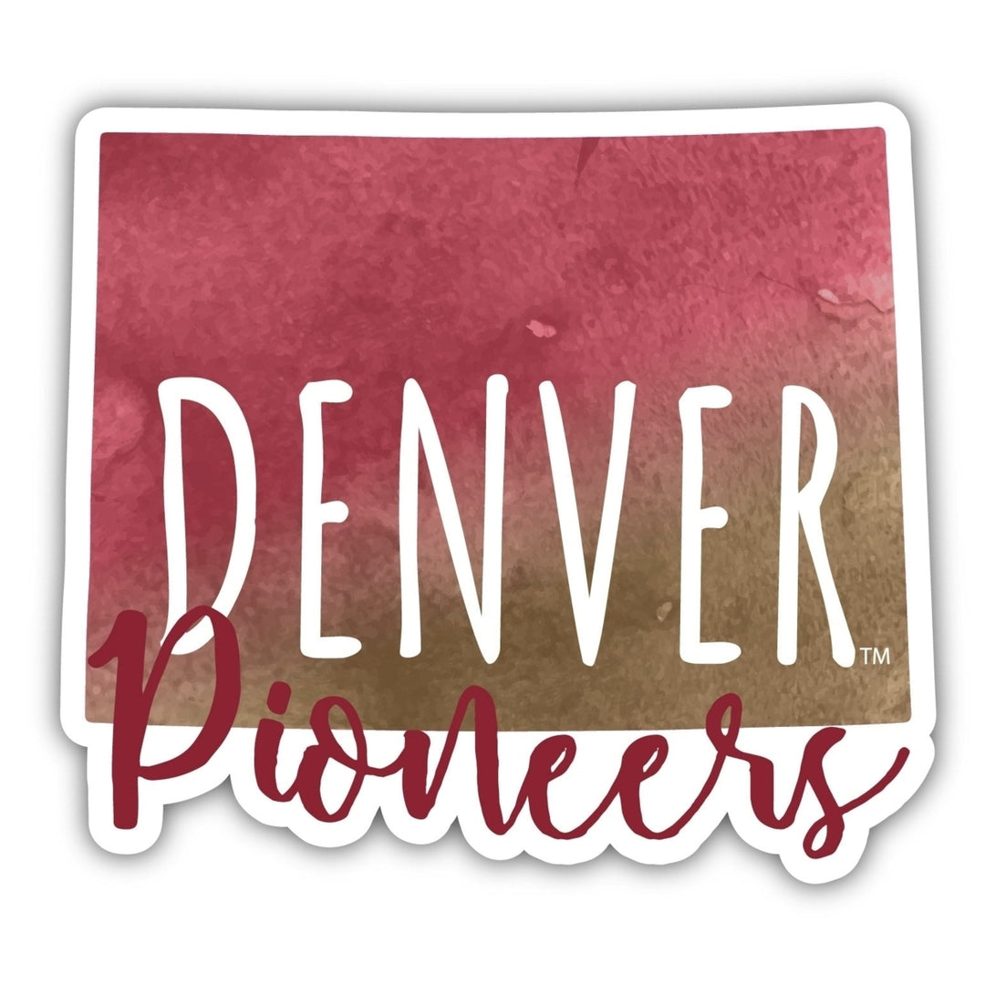 University of Denver Pioneers 4-Inch Watercolor State Shaped NCAA Vinyl Decal Sticker for Fans Students and Alumni Image 1