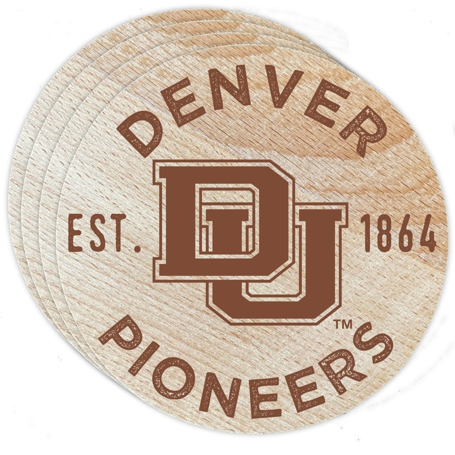 University of Denver Pioneers Officially Licensed Wood Coasters (4-Pack) - Laser EngravedNever Fade Design Image 1