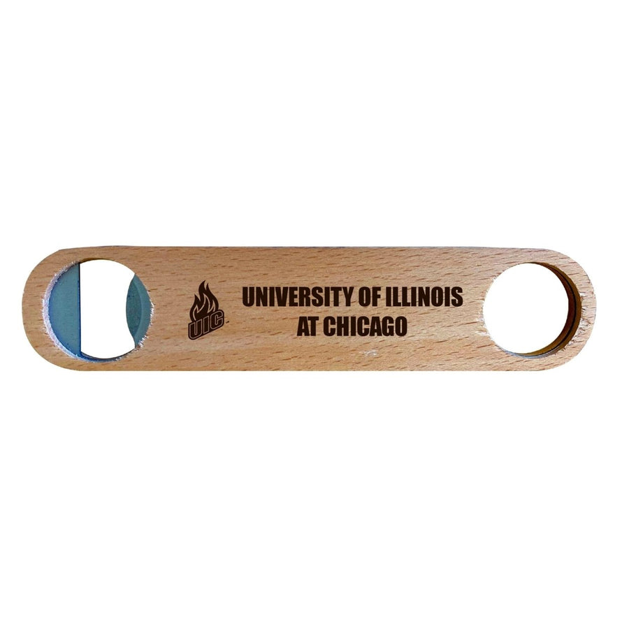 University of Illinois at Chicago NCAA Elegant Laser-Etched Wooden Bottle Opener - Collegiate Bar Accessory Image 1