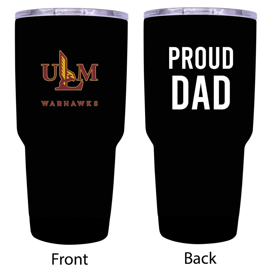 University of Louisiana Monroe Proud Dad 24 oz Insulated Stainless Steel Tumblers Choose Your Color. Image 1