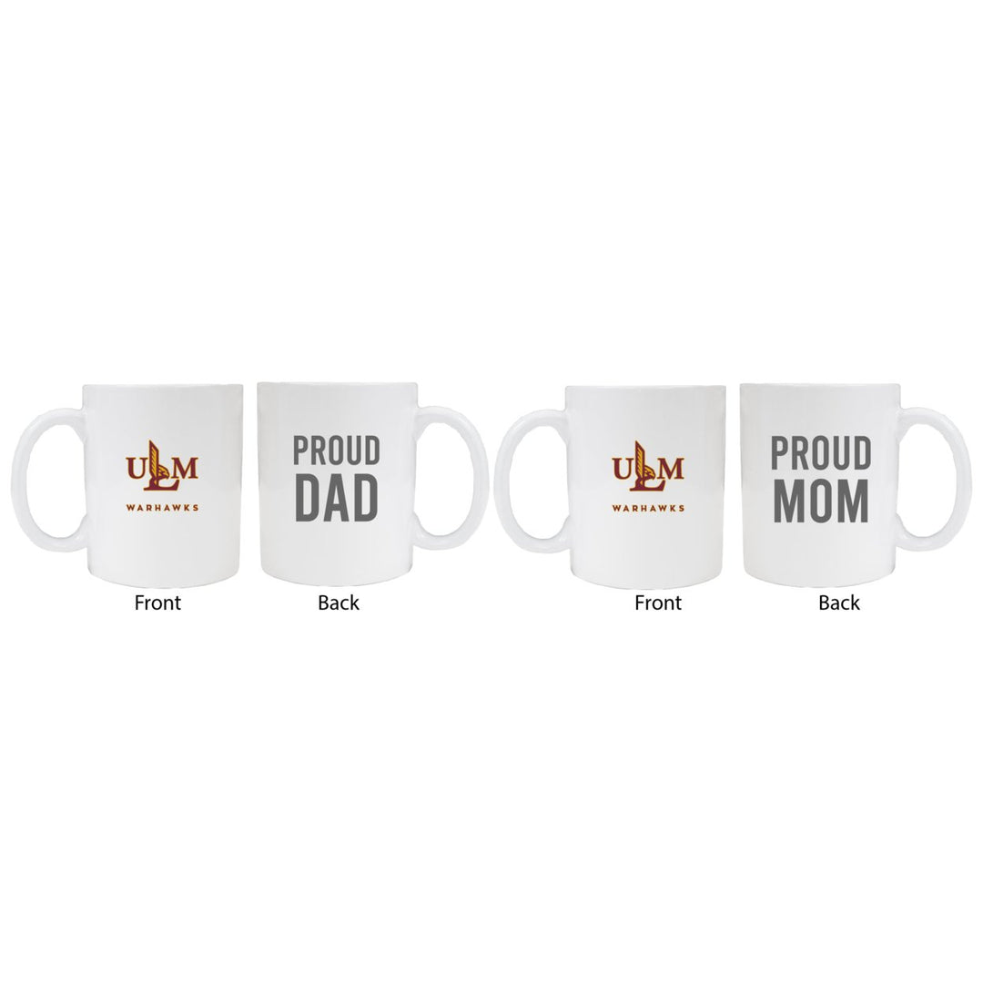 University of Louisiana Monroe Proud Mom And Dad White Ceramic Coffee Mug 2 pack (White) Image 1