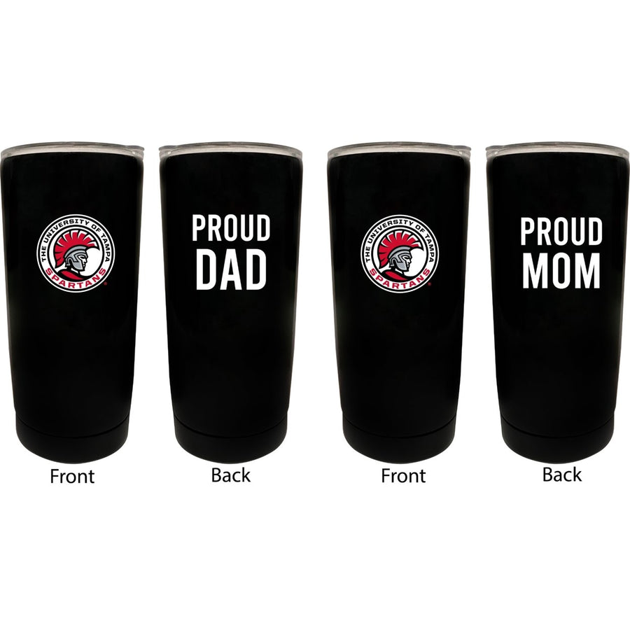 University of Tampa Spartans NCAA Insulated Tumbler - 16oz Stainless Steel Travel Mug Proud Mom and Dad Design Black Image 1