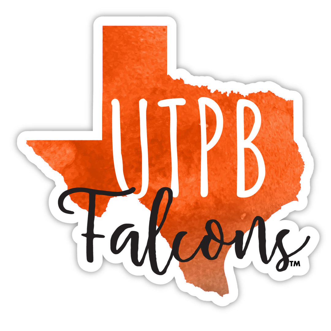 University of Texas of the Permian Basin 2-Inch on one of its sides Watercolor Design NCAA Durable School Spirit Vinyl Image 1