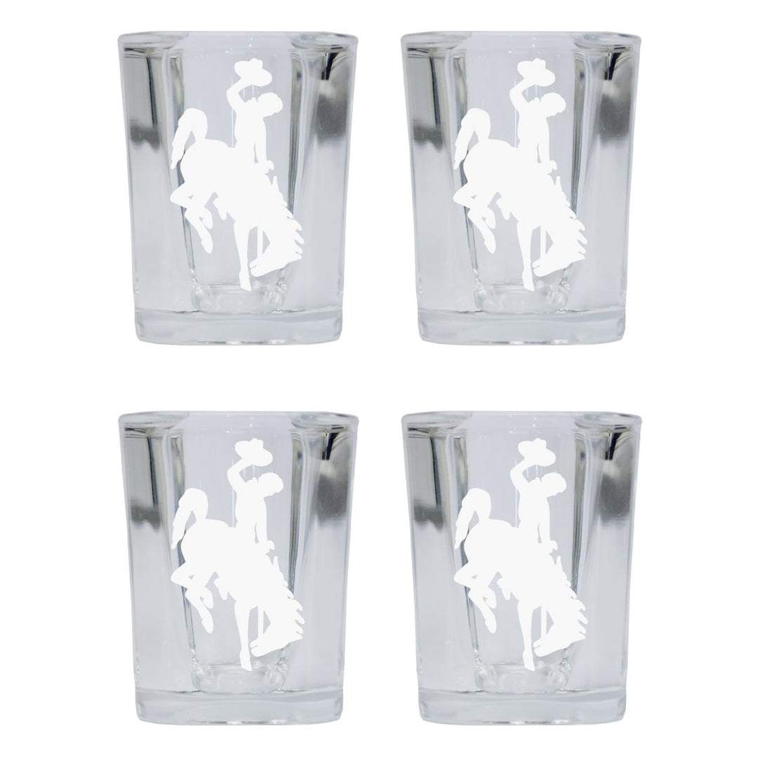 University of Wyoming NCAA Collectors Edition 2oz Square Shot Glass - Laser Etched Logo 4-Pack Image 1