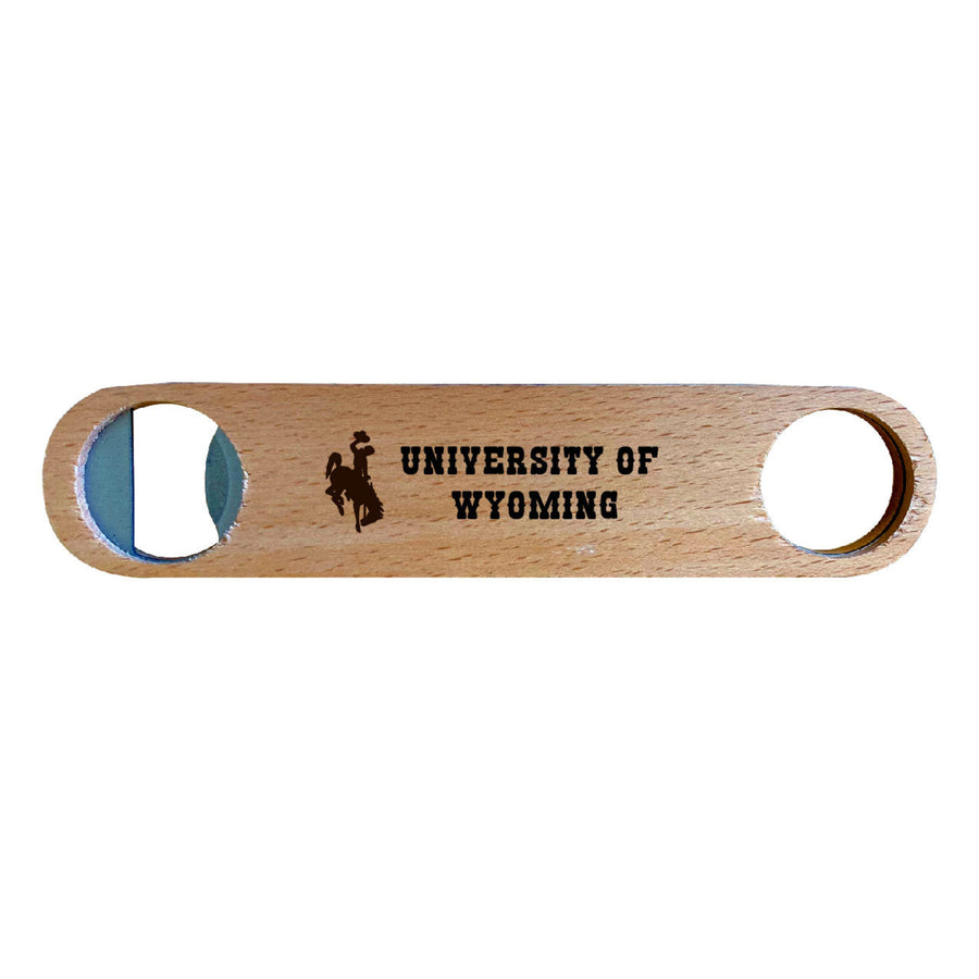 University of Wyoming NCAA Elegant Laser-Etched Wooden Bottle Opener - Collegiate Bar Accessory Image 1