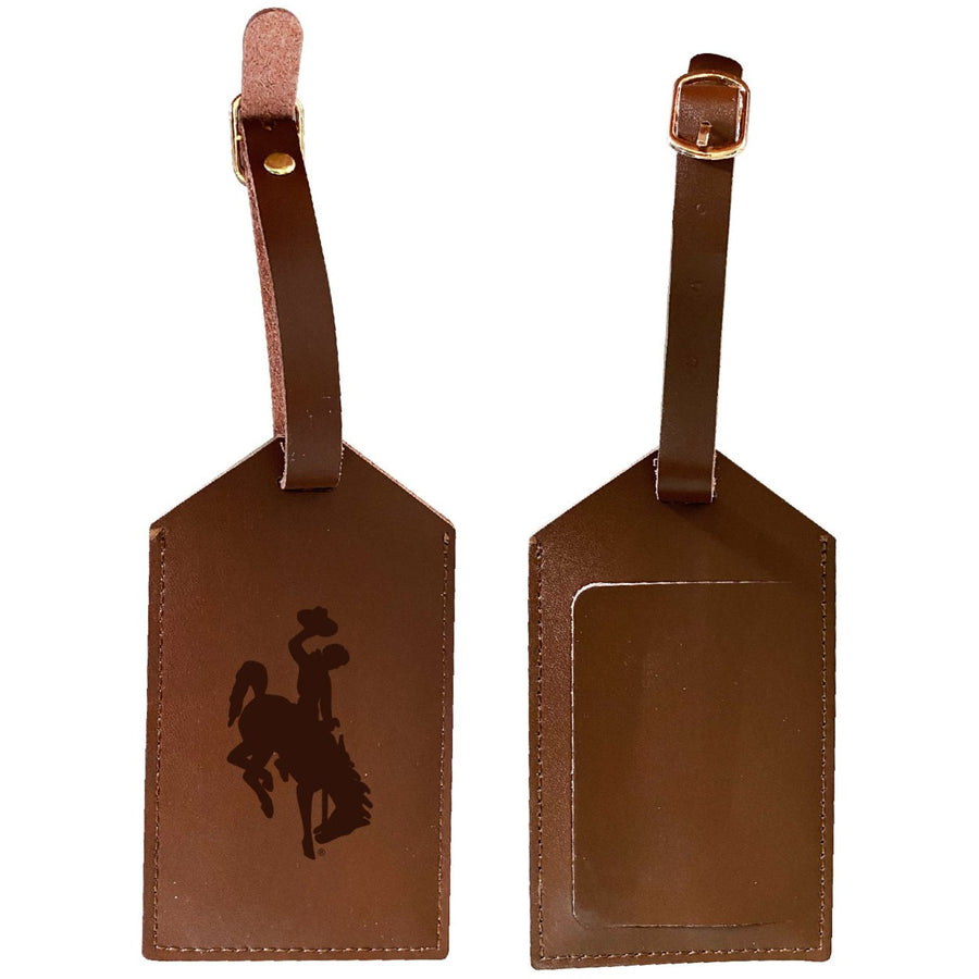 Elegant University of Wyoming NCAA Leather Luggage Tag with Engraved Logo Image 1