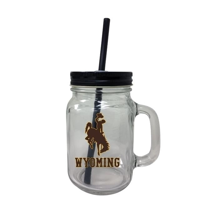 University of Wyoming Mason Jar Glass Image 1