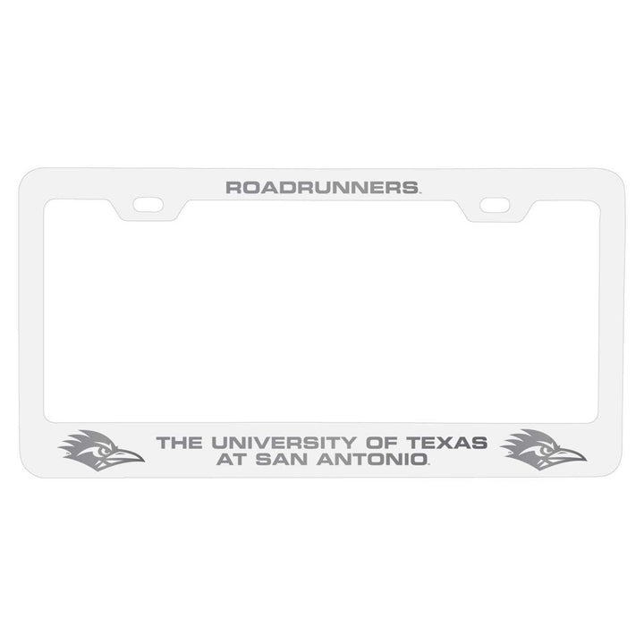 UTSA Road Runners NCAA Laser-Engraved Metal License Plate Frame - Choose Black or White Color Image 1