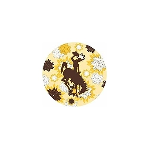 University of Wyoming NCAA Collegiate Trendy Floral Flower Fashion Pattern 4 Inch Round Decal Sticker Image 1