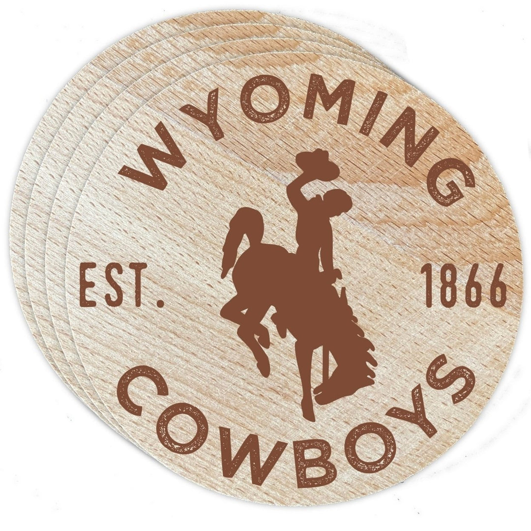 University of Wyoming Wood Coaster Engraved 4 Pack Image 1