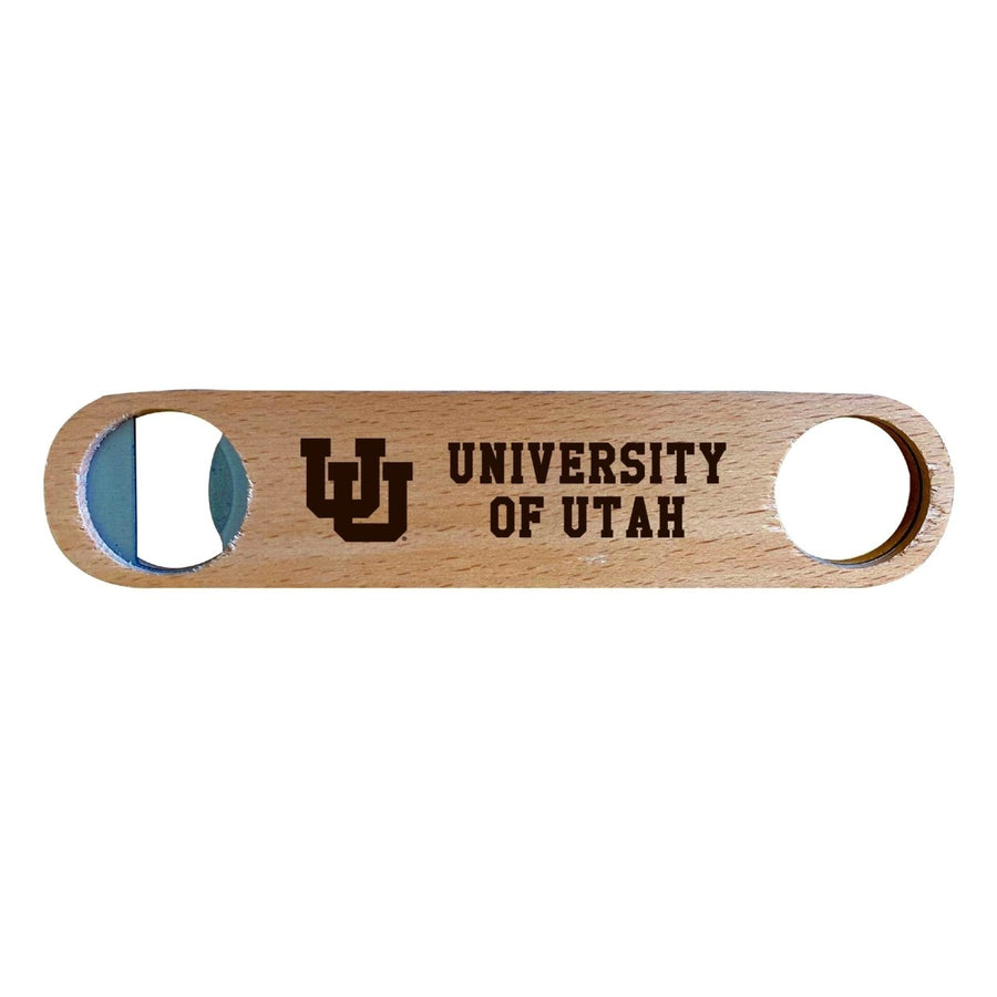 Utah Utes NCAA Elegant Laser-Etched Wooden Bottle Opener - Collegiate Bar Accessory Image 1