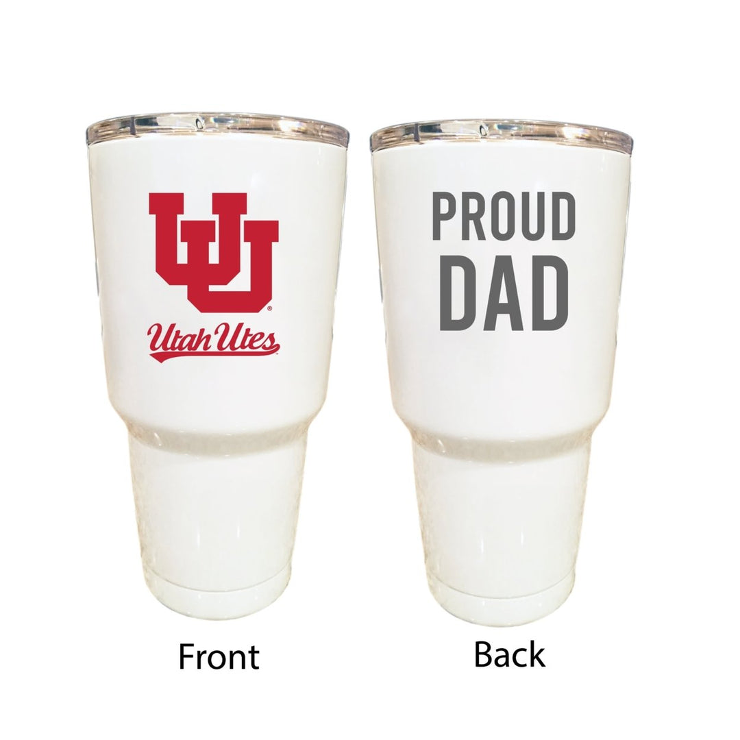 Utah Utes Proud Dad 24 oz Insulated Stainless Steel Tumblers Choose Your Color. Image 1