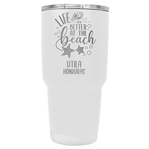 Utila Honduras Souvenir Laser Engraved 24 Oz Insulated Stainless Steel Tumbler White Image 1