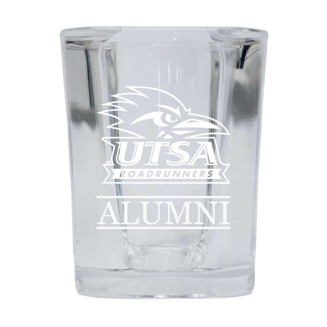 NCAA UTSA Road Runners Alumni 2oz Laser Etched Square Shot Glass Image 1