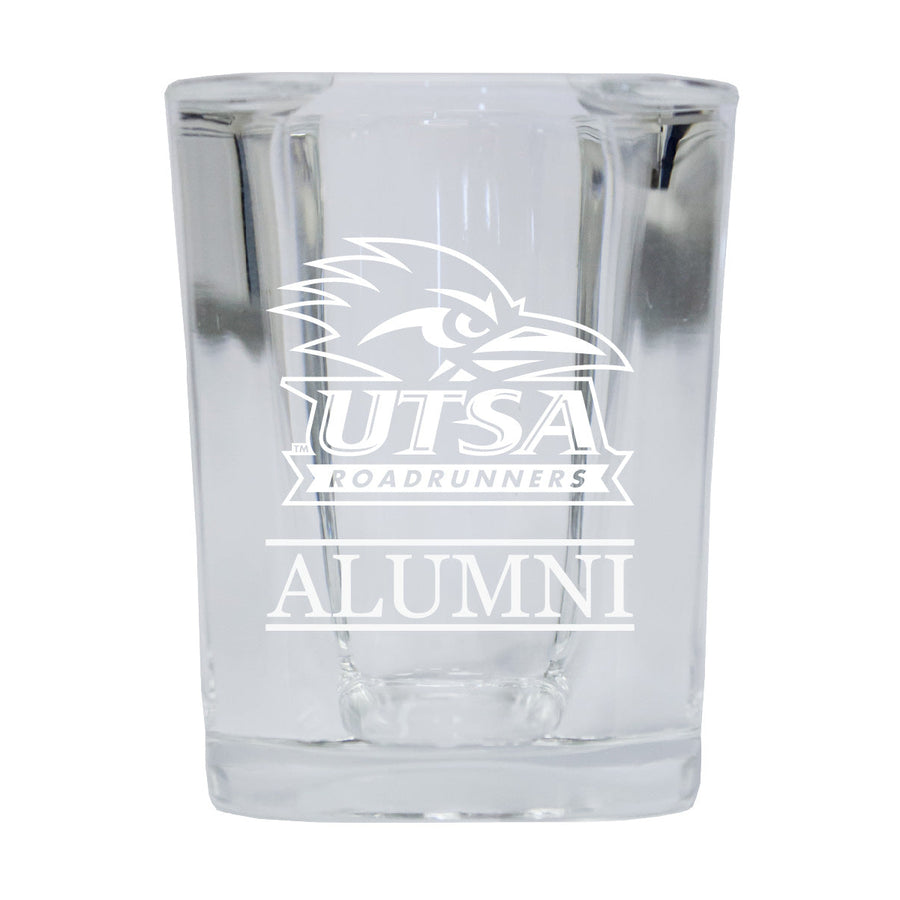 NCAA UTSA Road Runners Alumni 2oz Laser Etched Square Shot Glass Image 1