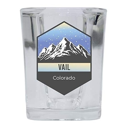 Vail Colorado Ski Adventures 2 Ounce Square Base Liquor Shot Glass Image 1