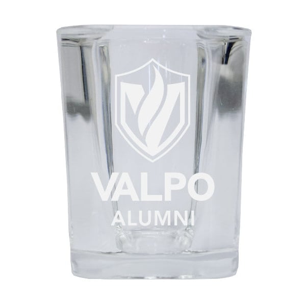 NCAA Valparaiso University Alumni 2oz Laser Etched Square Shot Glass Image 1