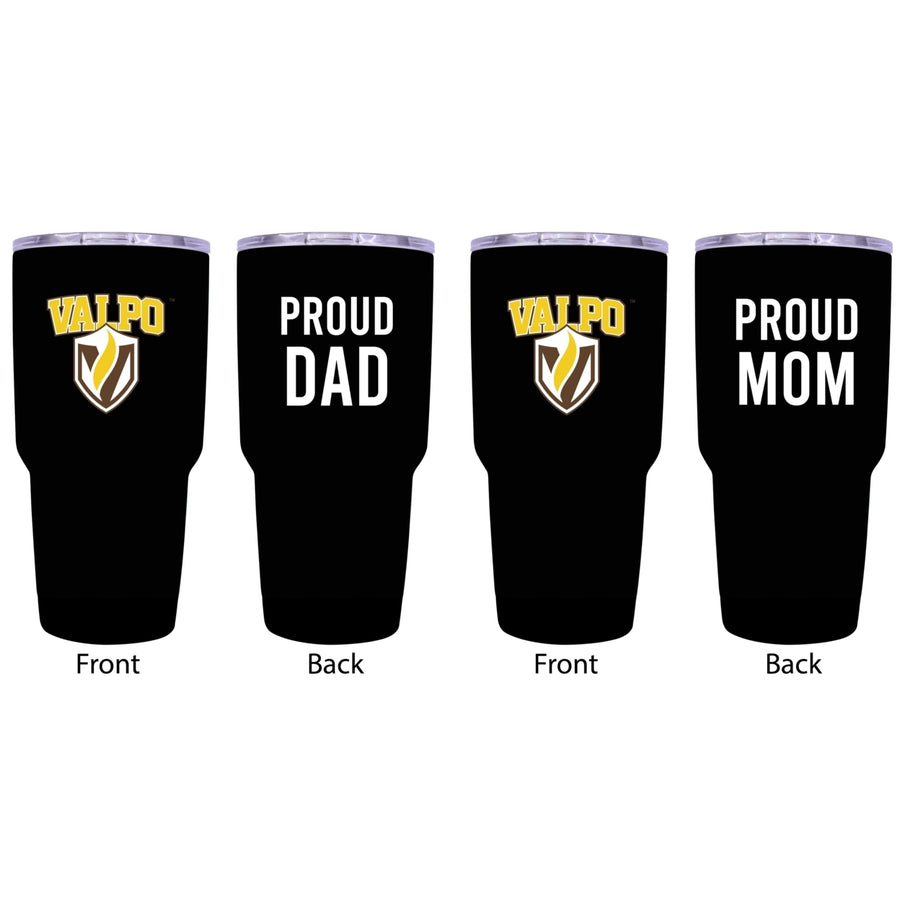 Valparaiso University Proud Parent 24 oz Insulated Tumblers Set - Black Mom and Dad Edition Image 1