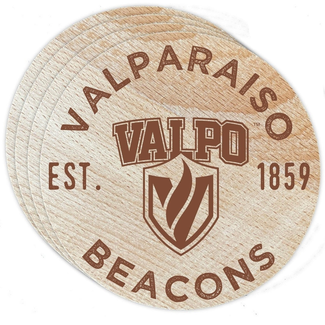 Valparaiso University Officially Licensed Wood Coasters (4-Pack) - Laser EngravedNever Fade Design Image 1