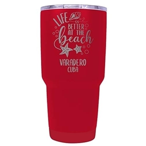 Varadero Cuba Souvenir Laser Engraved 24 Oz Insulated Stainless Steel Tumbler Red Image 1