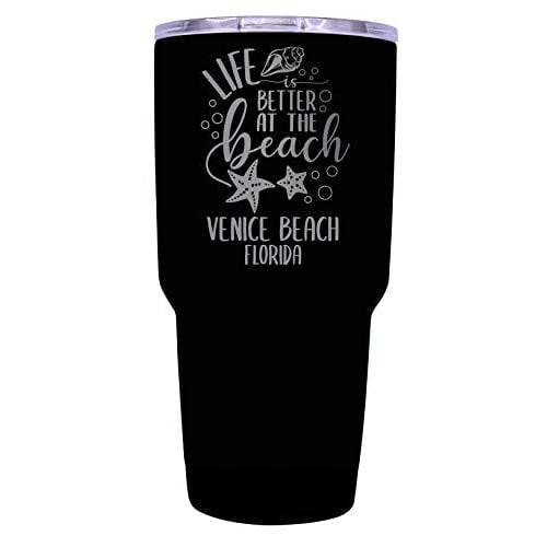 Venice Beach Florida Souvenir Laser Engraved 24 Oz Insulated Stainless Steel Tumbler Black Image 1