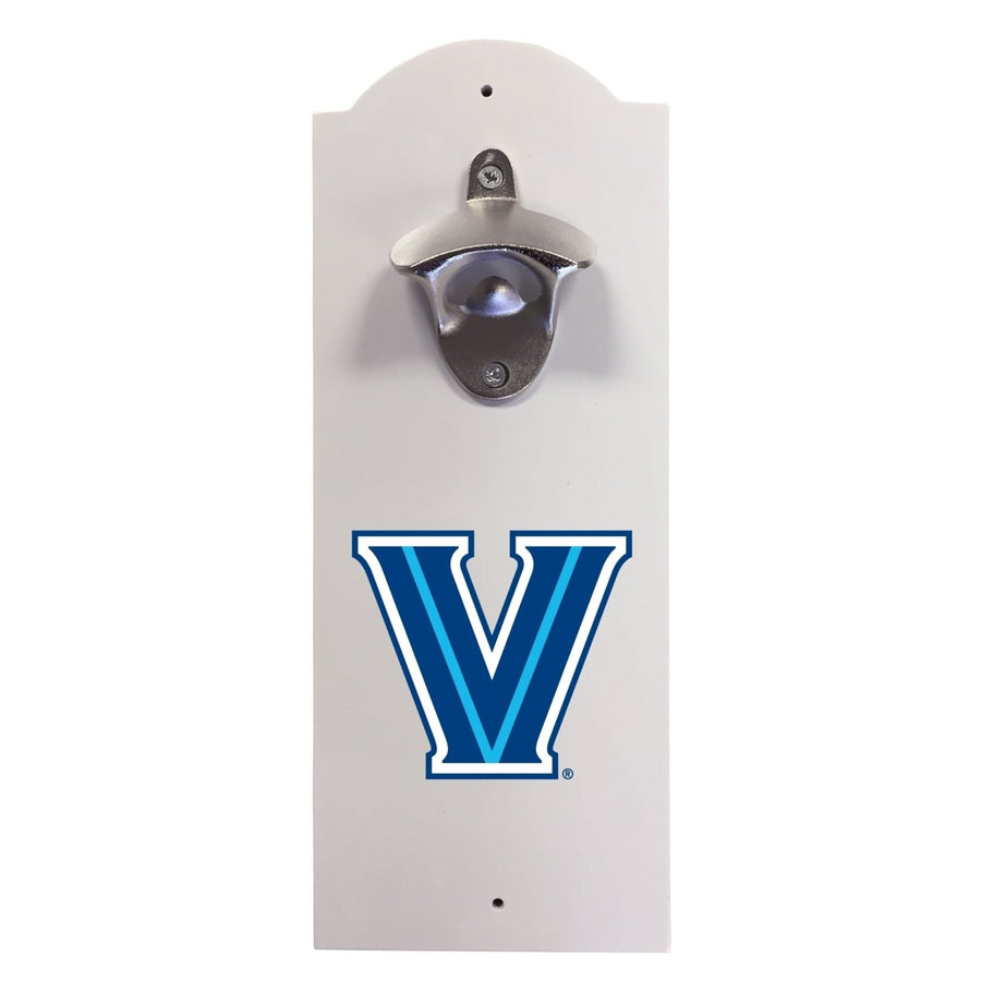 Villanova Wildcats Wall-Mounted Bottle Opener  Sturdy Metal with Decorative Wood Base for Home Bars Rec Rooms and Fan Image 1