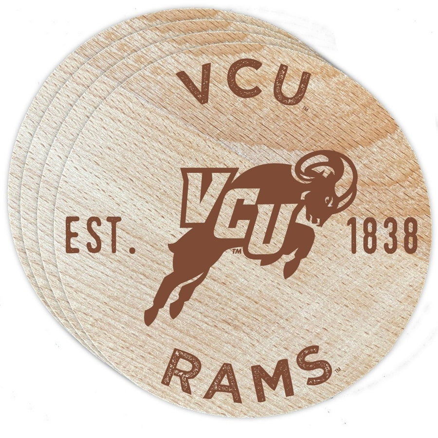 Virginia Commonwealth Officially Licensed Wood Coasters (4-Pack) - Laser EngravedNever Fade Design Image 1