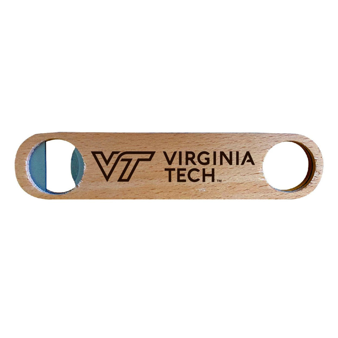 Virginia Tech Hokies NCAA Elegant Laser-Etched Wooden Bottle Opener - Collegiate Bar Accessory Image 1