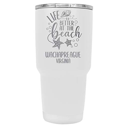 Wachapreague Virginia Souvenir Laser Engraved 24 Oz Insulated Stainless Steel Tumbler White Image 1