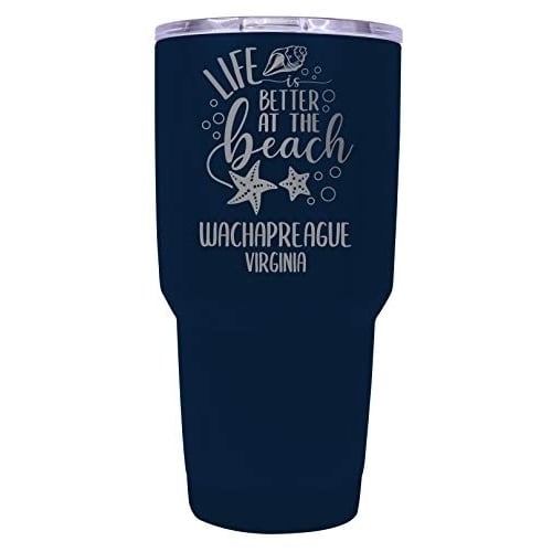 Wachapreague Virginia Souvenir Laser Engraved 24 Oz Insulated Stainless Steel Tumbler Navy Image 1