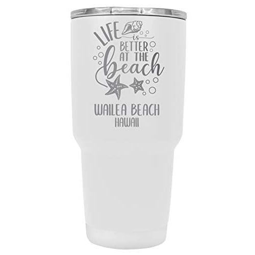 Wailea Beach Hawaii Souvenir Laser Engraved 24 Oz Insulated Stainless Steel Tumbler White Image 1