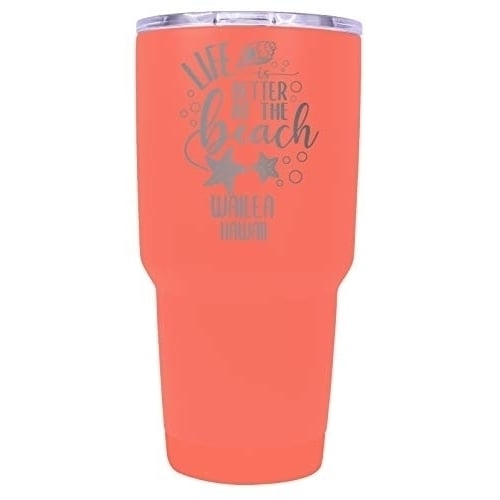 Wailea Hawaii Souvenir Laser Engraved 24 Oz Insulated Stainless Steel Tumbler Coral Image 1