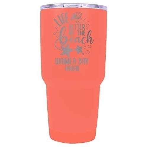 Waimea Bay Hawaii Souvenir Laser Engraved 24 Oz Insulated Stainless Steel Tumbler Coral Image 1